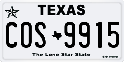 TX license plate COS9915