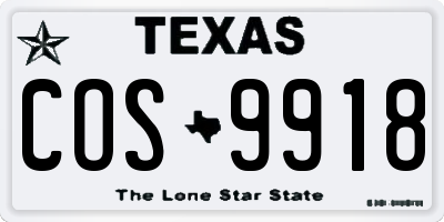 TX license plate COS9918