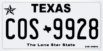 TX license plate COS9928