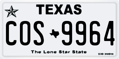 TX license plate COS9964
