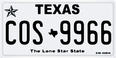 TX license plate COS9966