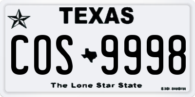 TX license plate COS9998