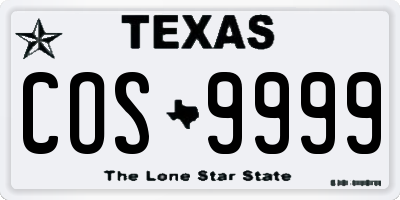 TX license plate COS9999