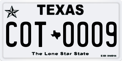 TX license plate COT0009