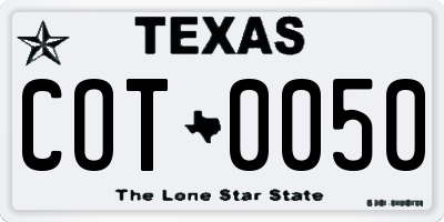 TX license plate COT0050