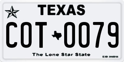TX license plate COT0079