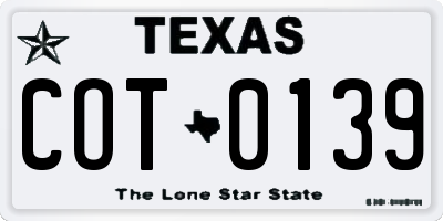 TX license plate COT0139