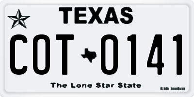 TX license plate COT0141