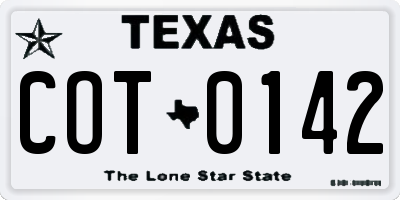 TX license plate COT0142