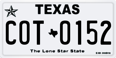 TX license plate COT0152