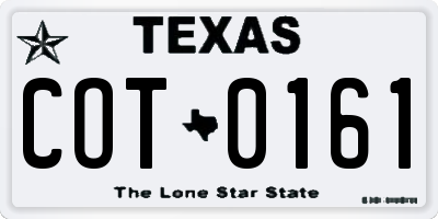 TX license plate COT0161