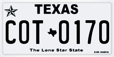 TX license plate COT0170