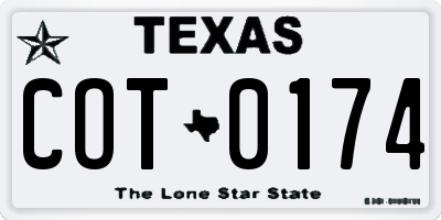 TX license plate COT0174