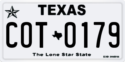 TX license plate COT0179
