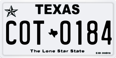 TX license plate COT0184