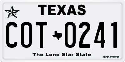 TX license plate COT0241