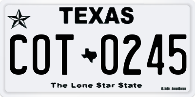 TX license plate COT0245