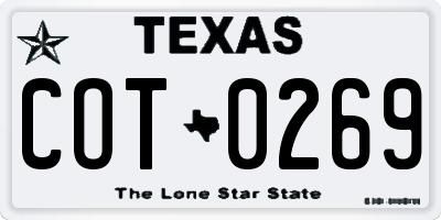 TX license plate COT0269