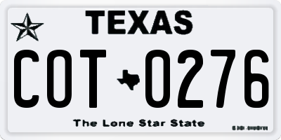 TX license plate COT0276