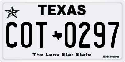 TX license plate COT0297