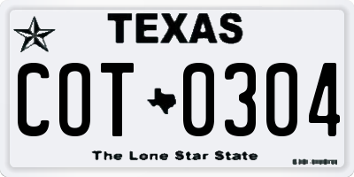 TX license plate COT0304