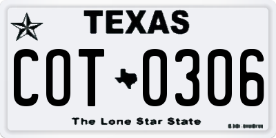 TX license plate COT0306