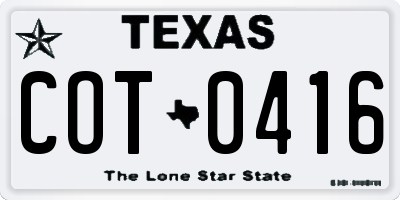 TX license plate COT0416