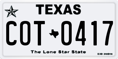TX license plate COT0417