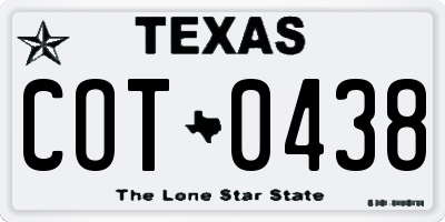 TX license plate COT0438