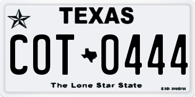 TX license plate COT0444