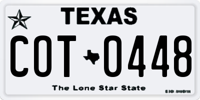 TX license plate COT0448