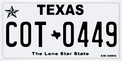 TX license plate COT0449