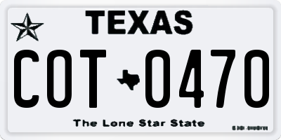 TX license plate COT0470
