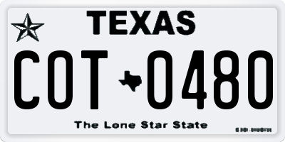 TX license plate COT0480