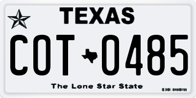 TX license plate COT0485
