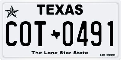 TX license plate COT0491