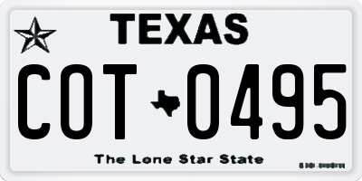 TX license plate COT0495