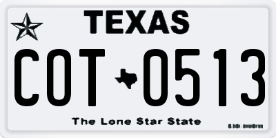 TX license plate COT0513