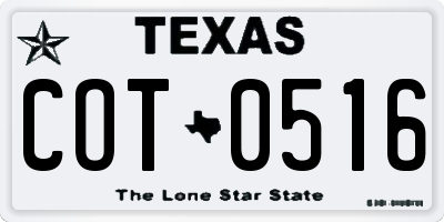 TX license plate COT0516