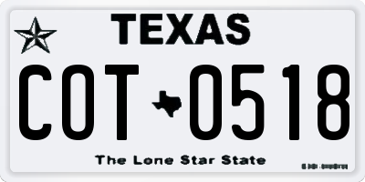 TX license plate COT0518