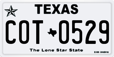 TX license plate COT0529