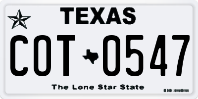 TX license plate COT0547