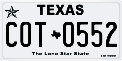 TX license plate COT0552