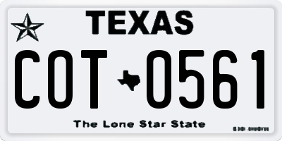 TX license plate COT0561