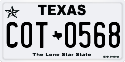 TX license plate COT0568