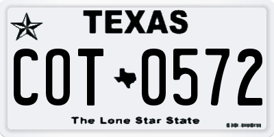 TX license plate COT0572