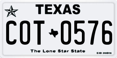 TX license plate COT0576