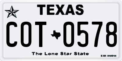 TX license plate COT0578