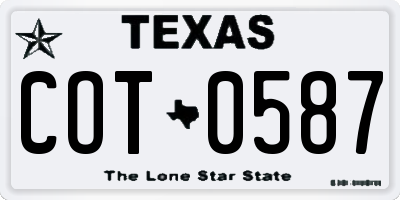 TX license plate COT0587