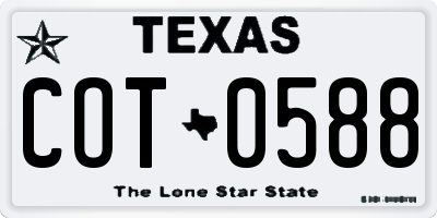 TX license plate COT0588